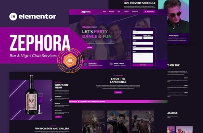 Zephora - Bar & Night Club Services Elementor Template Kit