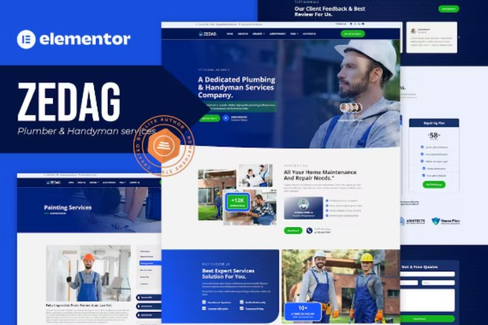 Zedag - Kit de Plantilla Elementor Pro para Servicios de Fontanero y Manitas