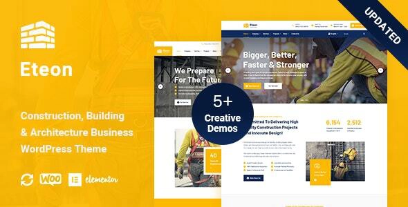 Eteon - Construcción y edificio WordPress Tema 1.0.6